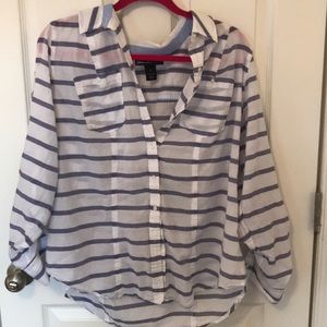 Purple Stripe Button Up Blouse